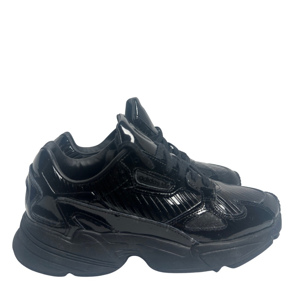 Adidas Glossy Black Athletic Shoes